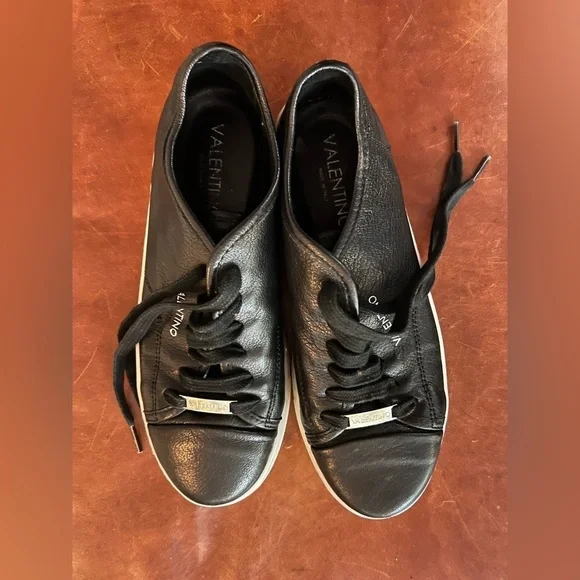 Valentino Black Leather Sneakers 10 - Picture 3 of 12